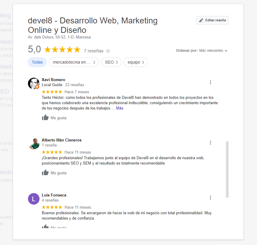 cuando se actualizan las resenas en google